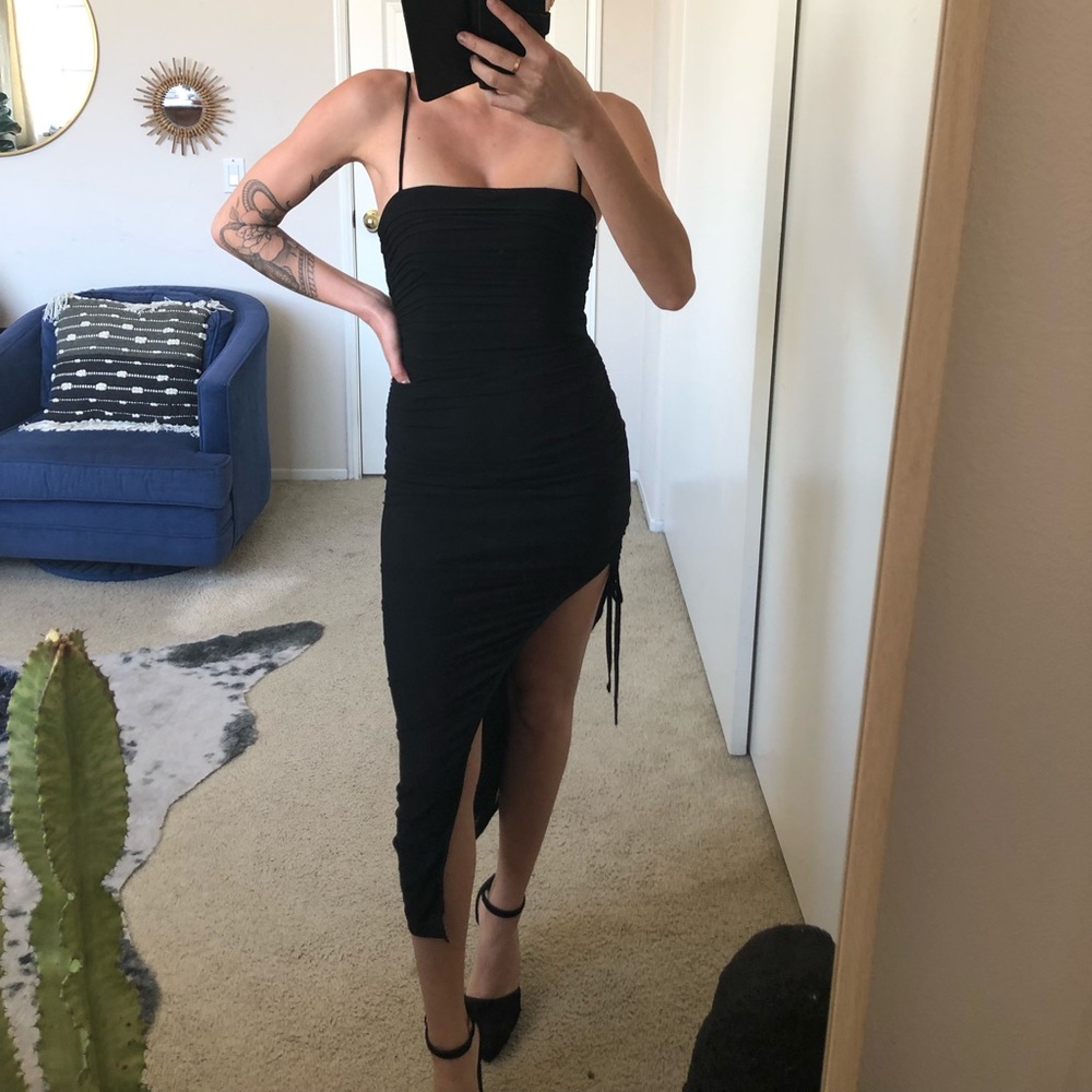 Ruched black dress